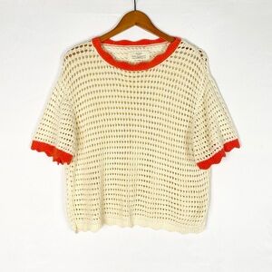 Trovata Birds Of Paradis Jules Sweater T Shirt in Antique White Size Large